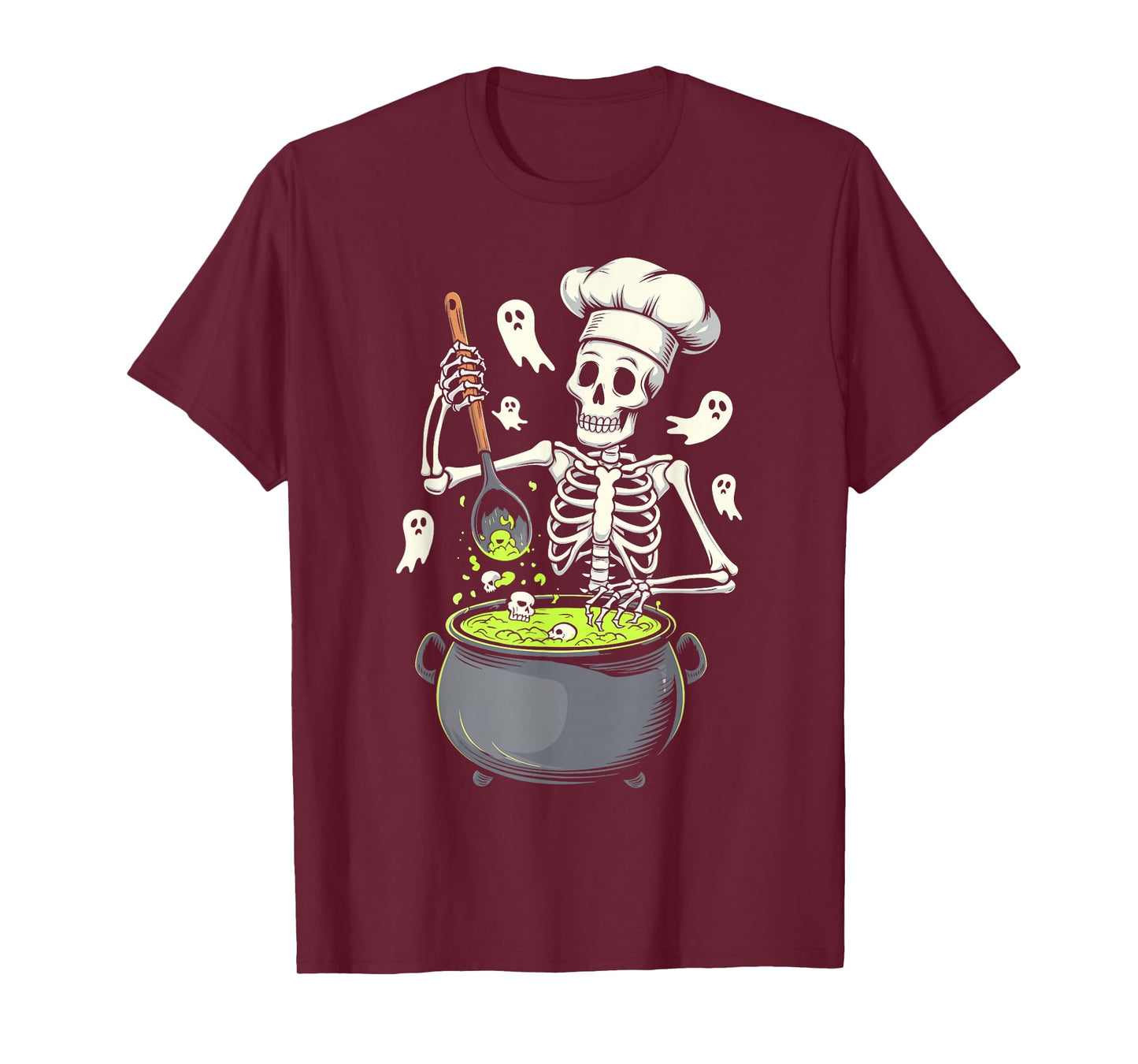 Funny Skeleton Chef Cooking Lovers Spooky Halloween Brew T-Shirt