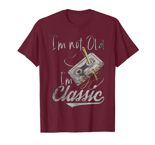 I'm Not Old I'm Classic Cassette Tape Pencil Retro Vintage T-Shirt