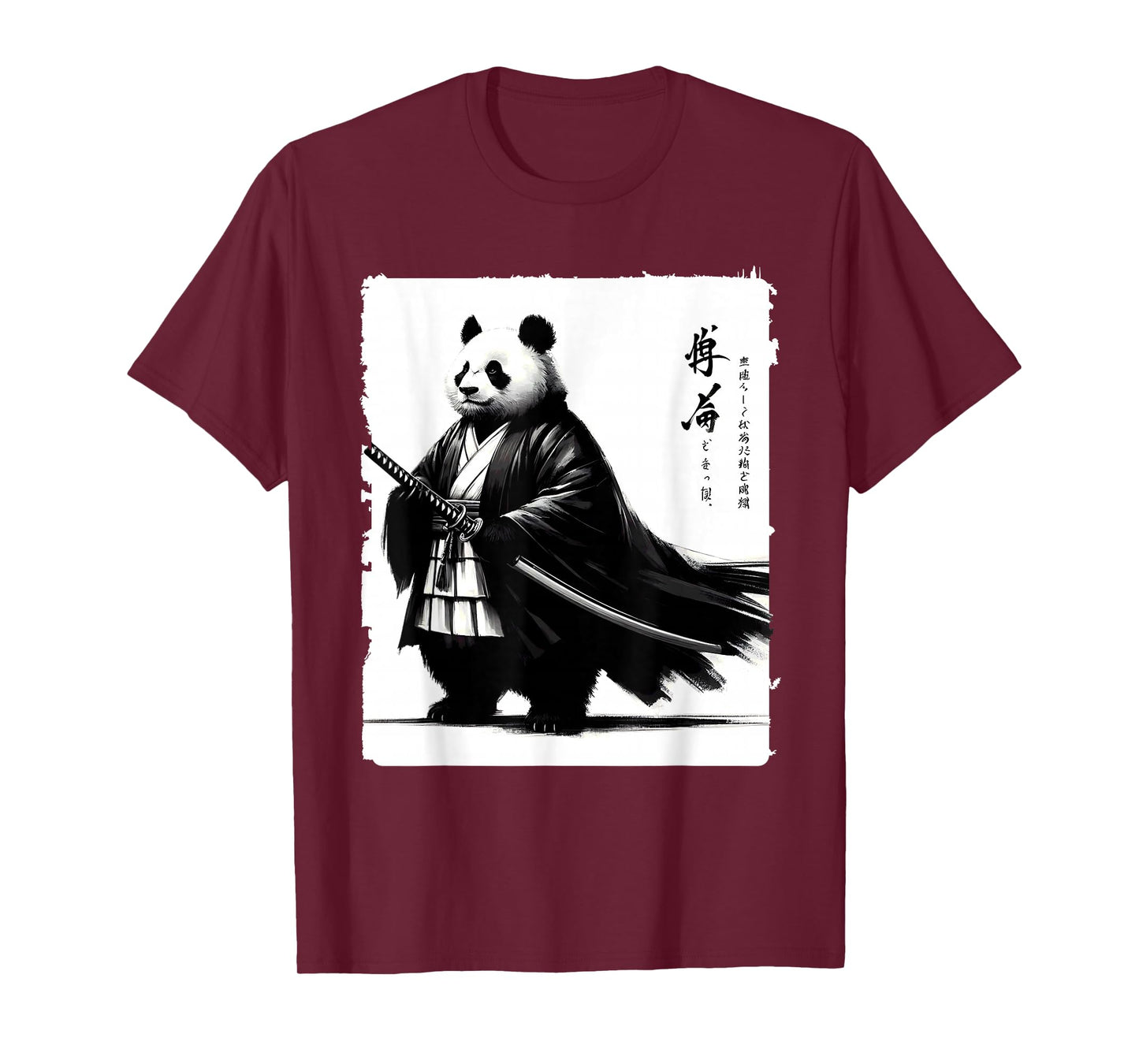 Fat Panda Samurai Kasa Anime Style Japanese T-Shirt
