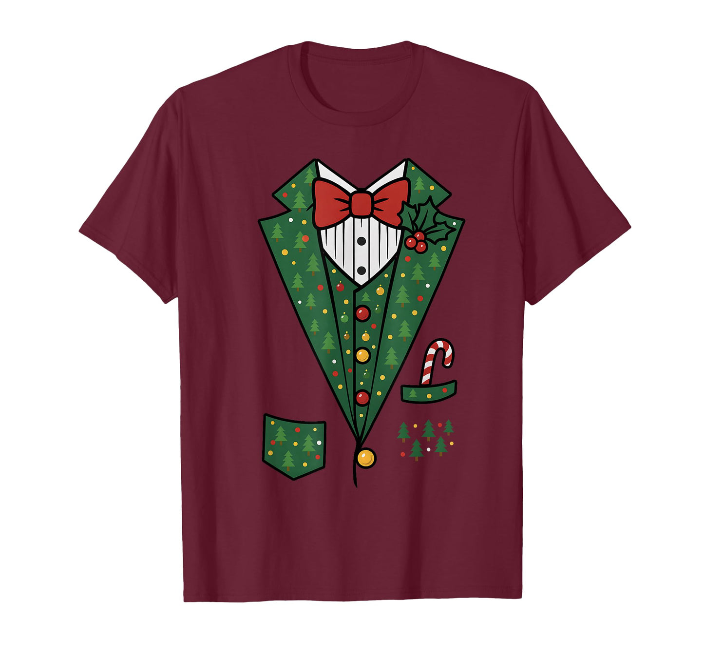 Bowtie Vest Mistletoe Candy Funny Christmas Celebrate Family T-Shirt