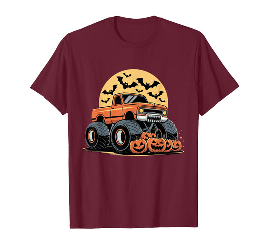 Halloween Shirts for Kids Boys Monster Truck Pumpkins T-Shirt