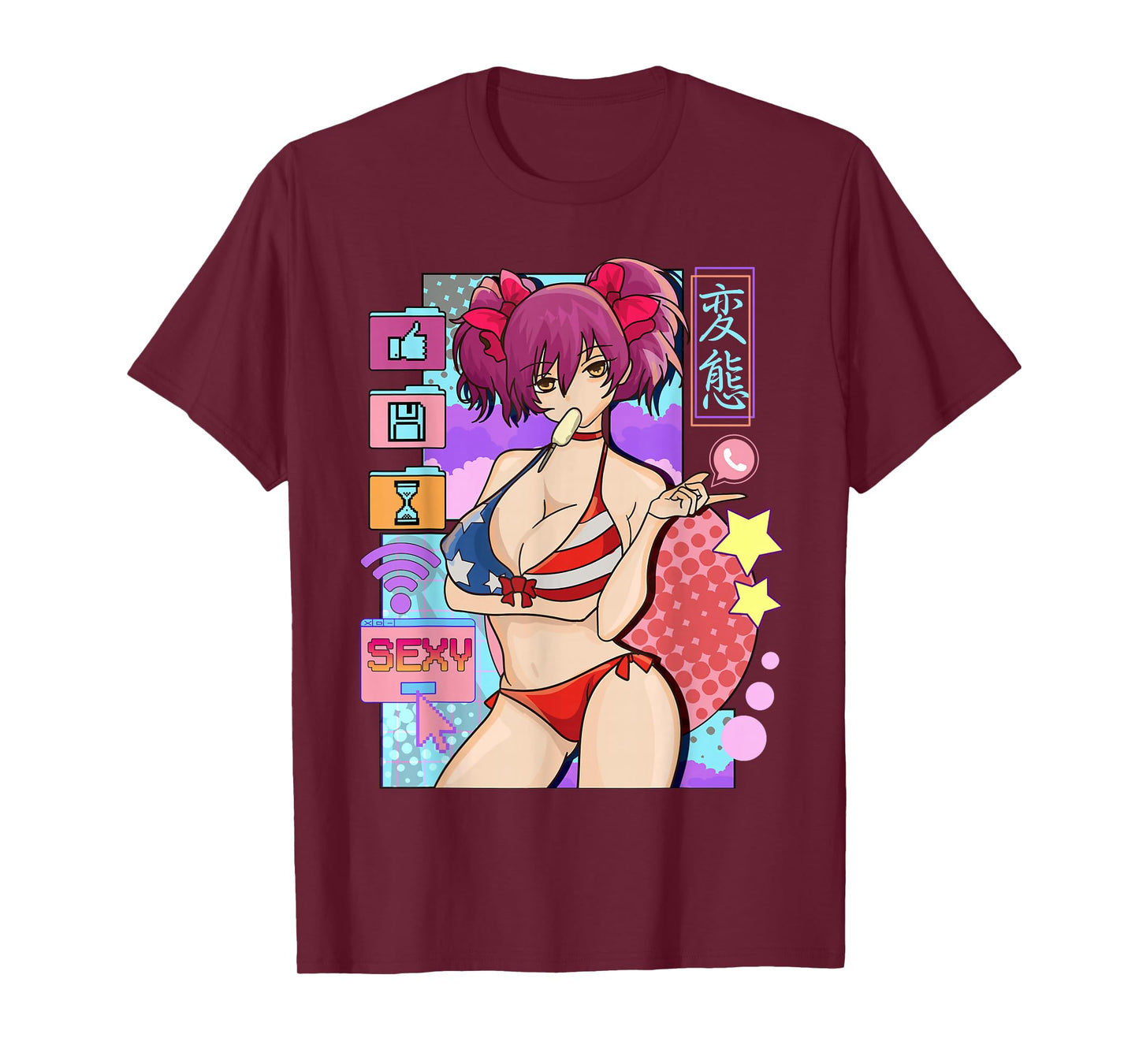 Sexy Anime Girl Waifu Japanese Cosplay T-Shirt