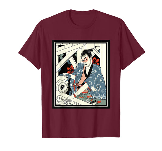 Carpenter Japanese Samurai Warrior Armor Sword Fighter Mask T-Shirt