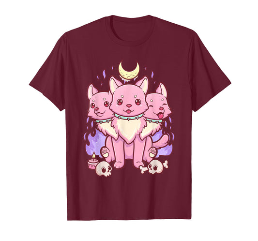 Kawaii Pastel Goth Cute Scary 3 Headed Dog T-Shirt