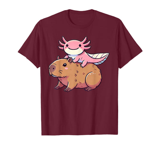 Kawaii Axolotl Capybara T-Shirt
