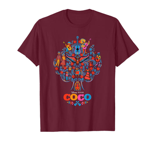 Disney Pixar Coco Iconic Colorful Family Tree Chest Poster T-Shirt