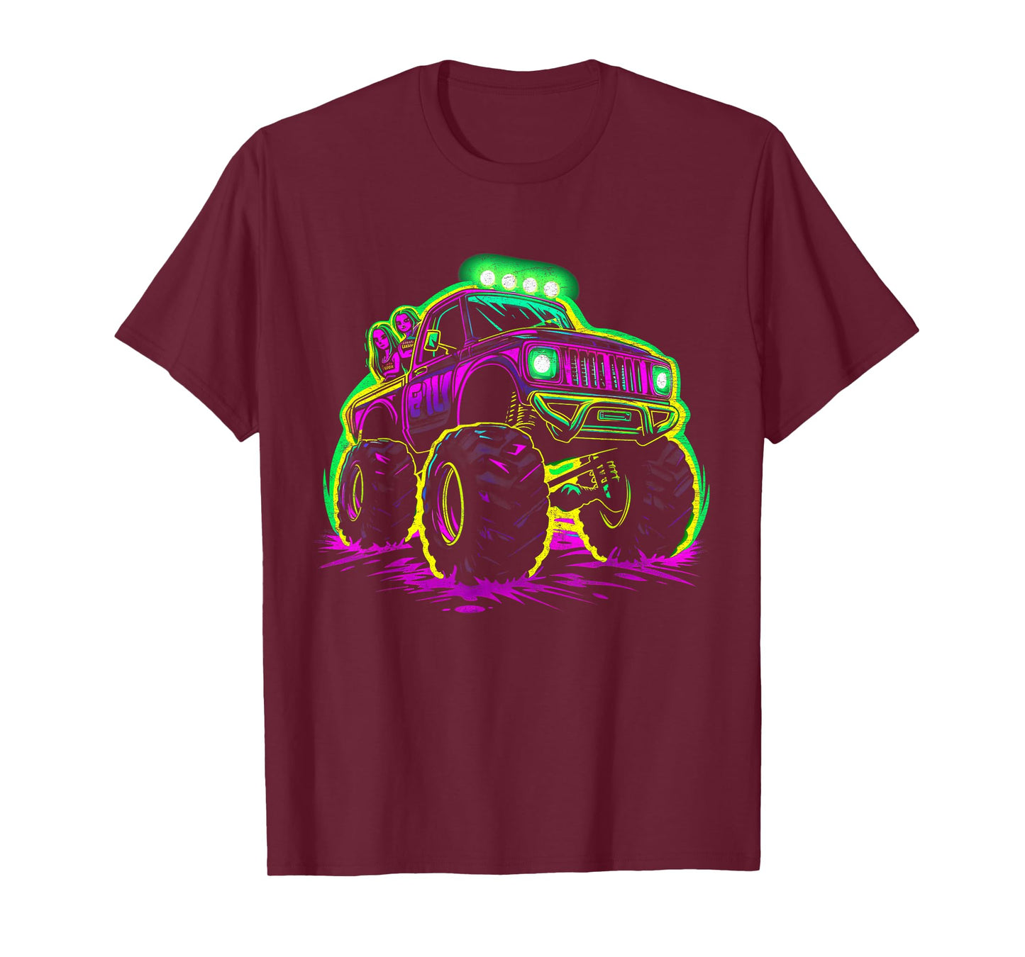 Cool Glowing Monster Truck Vintage Kids Fun Adventure T-Shirt