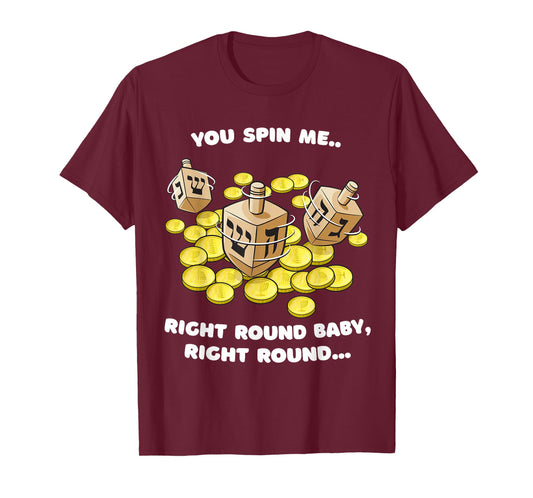 Funny Jewish Tshirt Dreidel Spin Me Round Cute Hanukkah T-Shirt