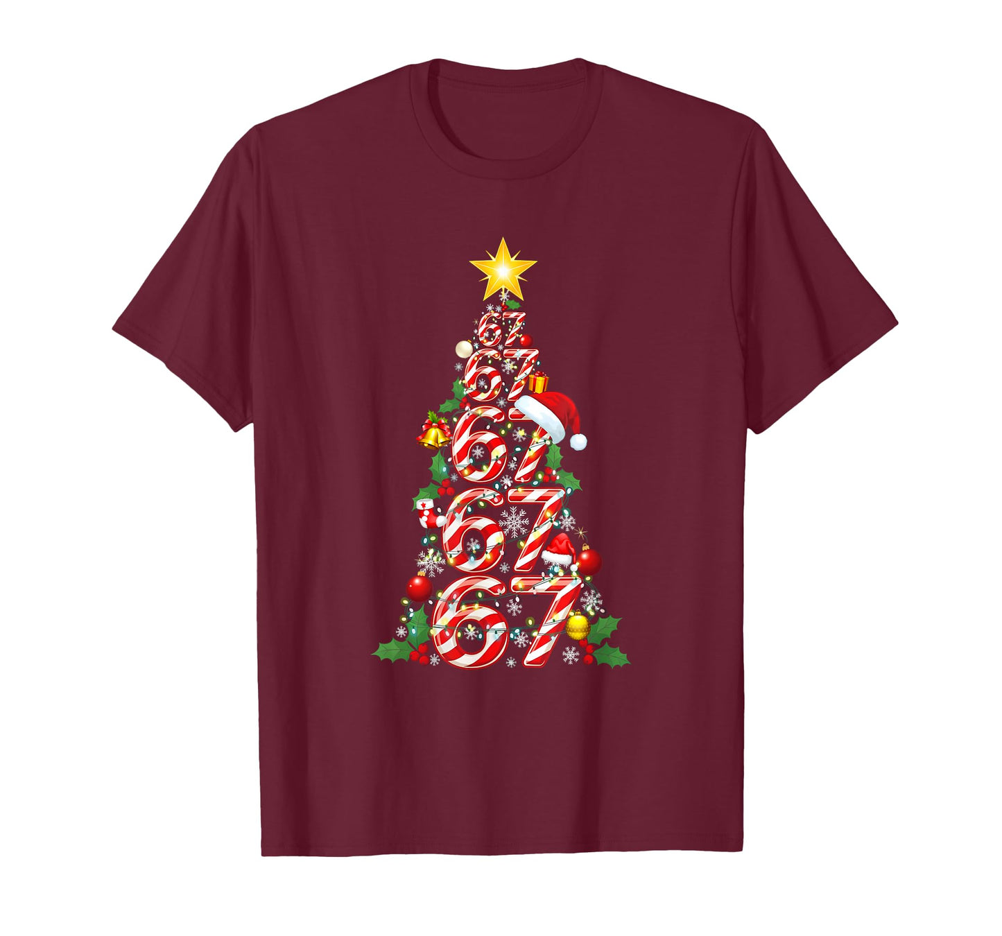 Merry Christmas Candy Cane Tree Number 67 Meme Xmas Pajamas T-Shirt