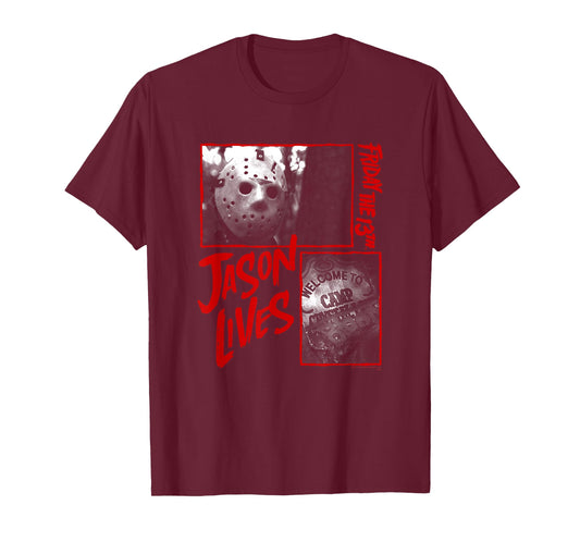 Friday The 13th Jason Lives Camp Collage T-Shirt