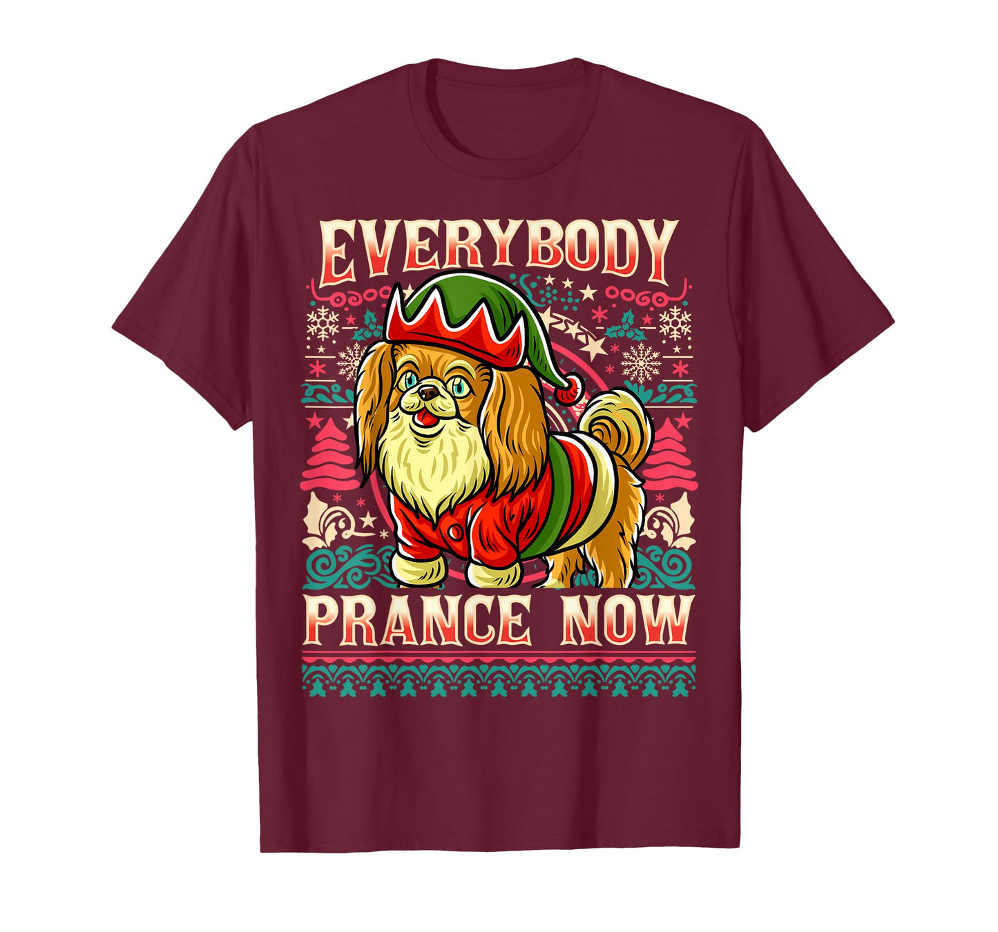 Pekingese Everybody Prance Now Christmas Dog T-Shirt