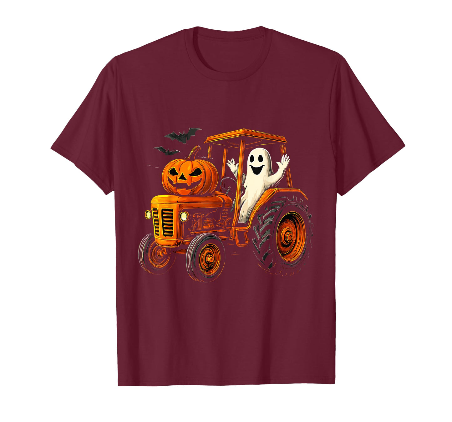 Farmer Ghost Tractor Pumpkin Spooky Season Halloween Costume T-Shirt