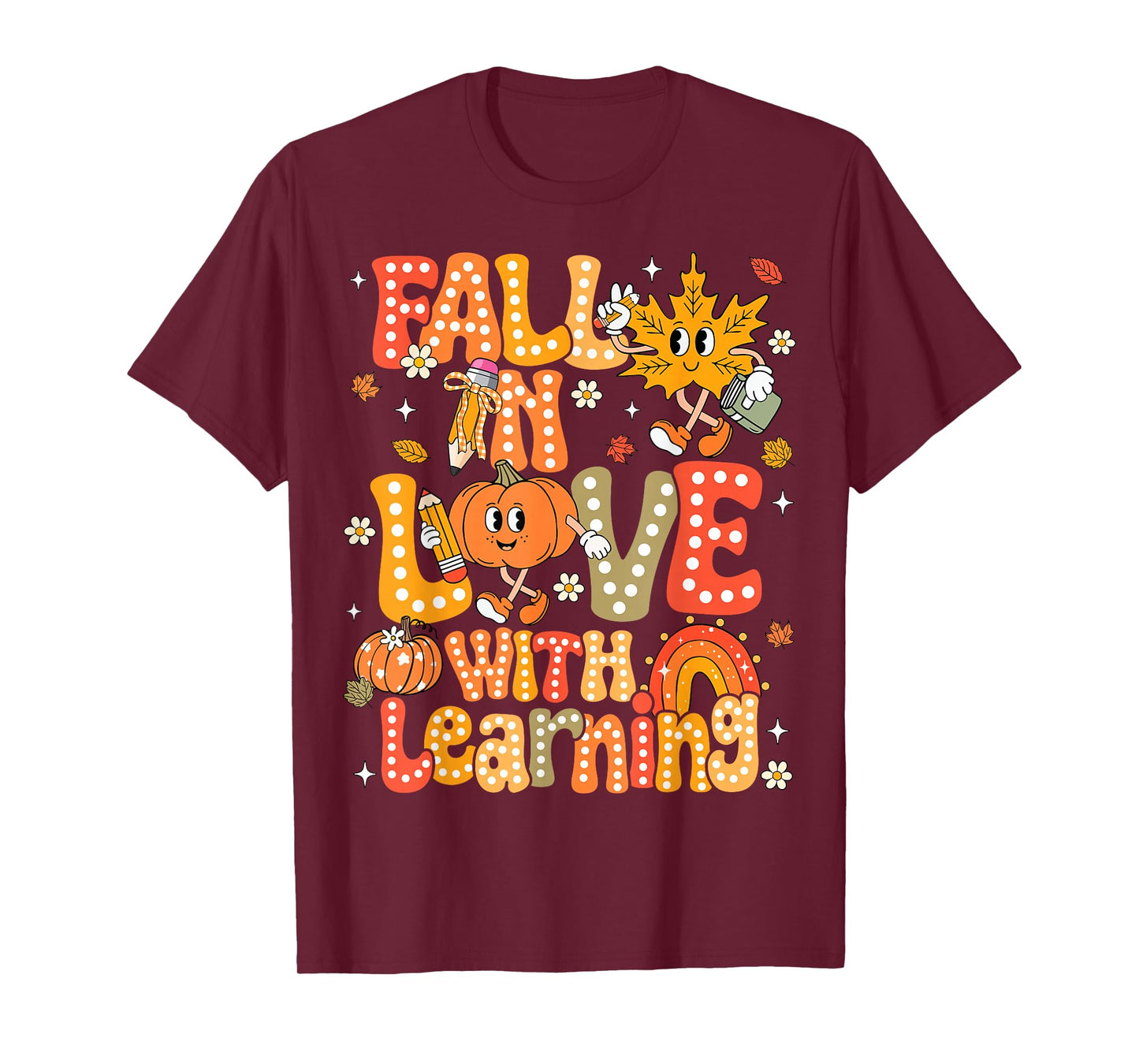 Fall In Love With Learning Autumn Thanksgiving Pumpkin Kids T-Shirt