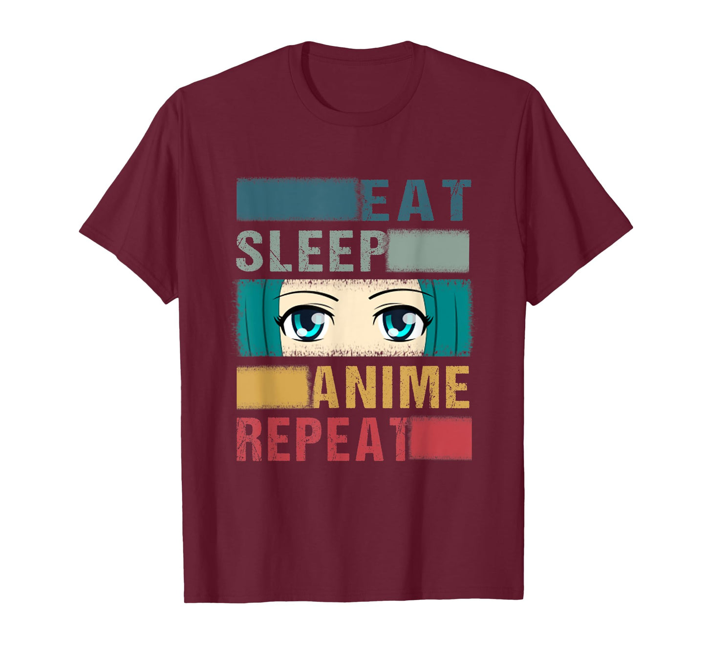 Eat Sleep Anime Repeat Vintage Funny Anime Lover T-Shirt