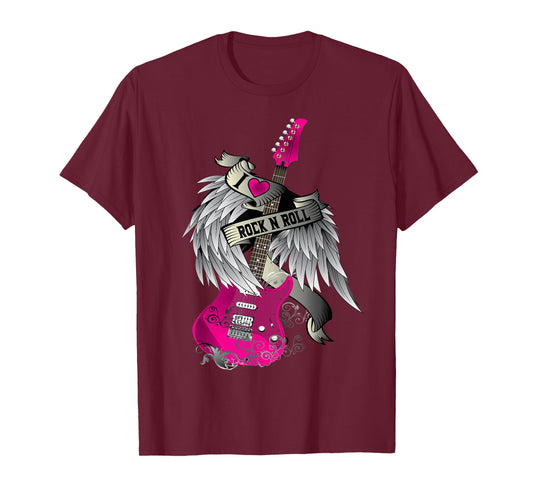 I Love Rock And Roll Guitar Angel Wings T-Shirt