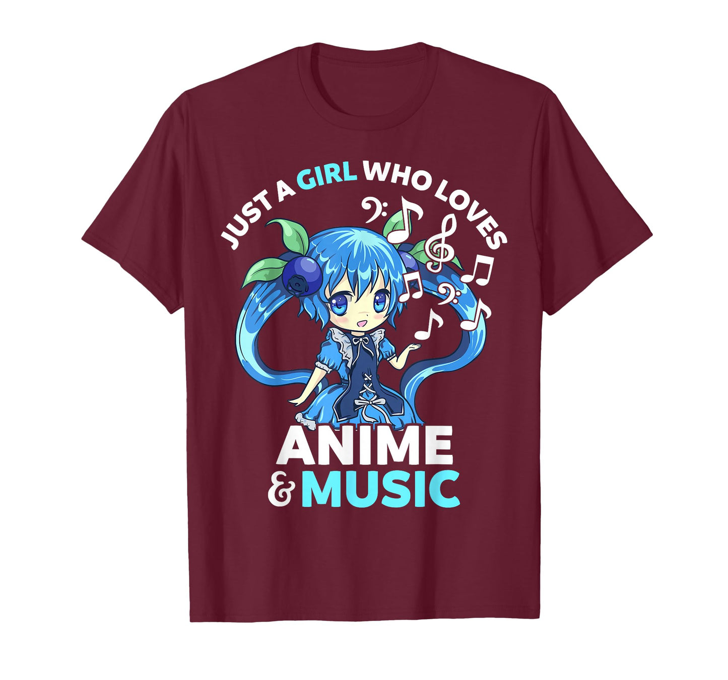 Cute Kawaii Chibi Just A Girl Who Loves Anime and Music Teen T-Shirt