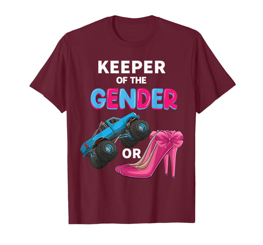 Keeper of the Gender wheels or Heels cute Reveal Baby Shower T-Shirt