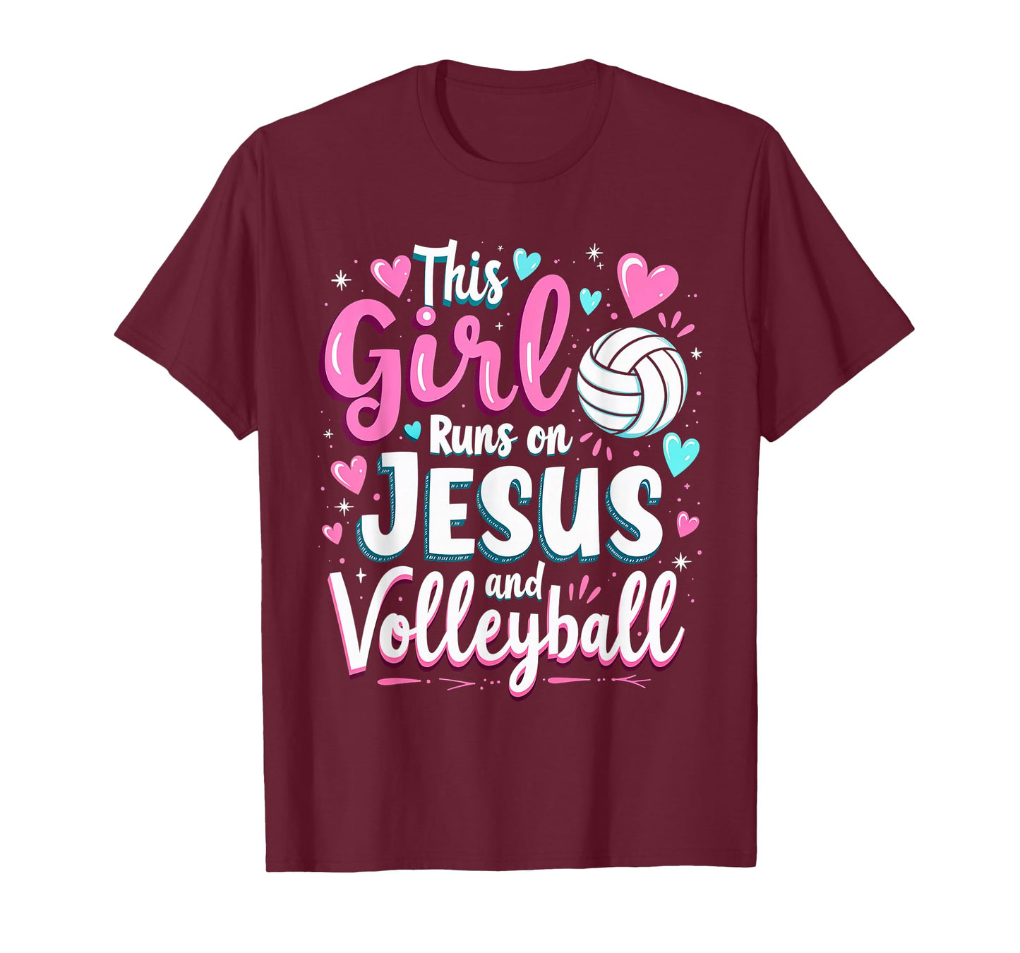 Christian Volleyball This Girl Runs On Jesus and Volleyball T-Shirt