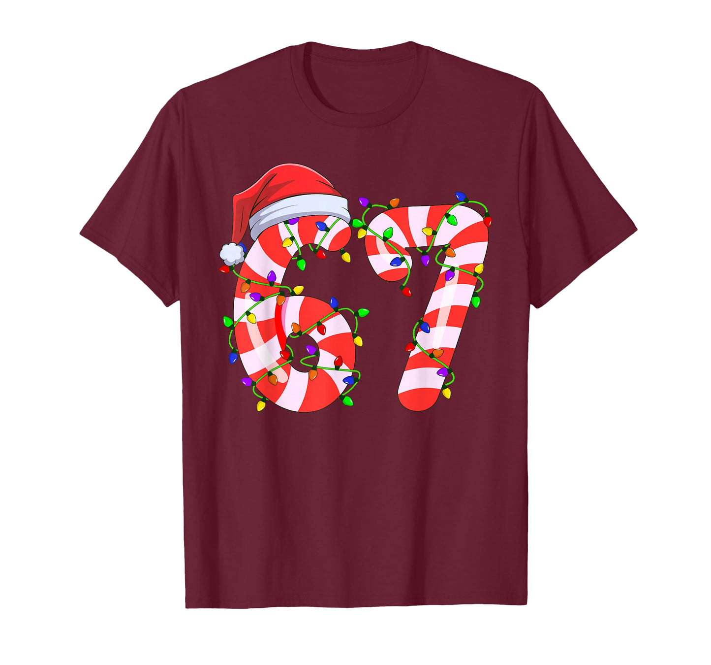 Viral 67 Candy Canes Santa Light Holiday Kids Humor T-Shirt