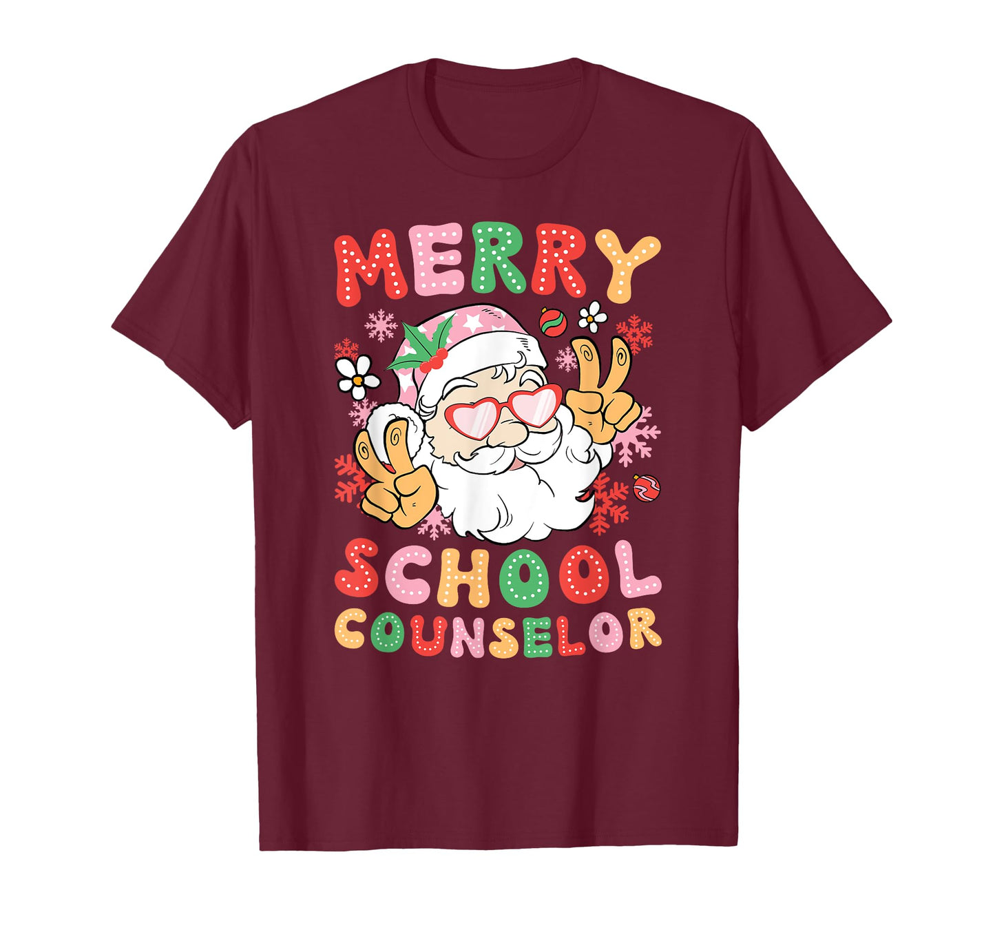 Merry School Counselor Christmas School Counseling Xmas T-Shirt