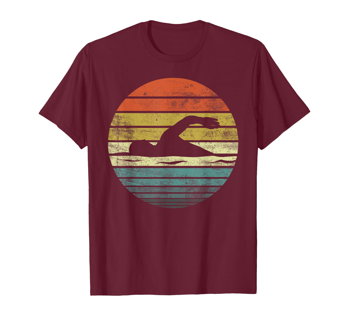 Swimmer Gifts Funny Retro Vintage Sunset Swim Coach Swimming T-Shirt