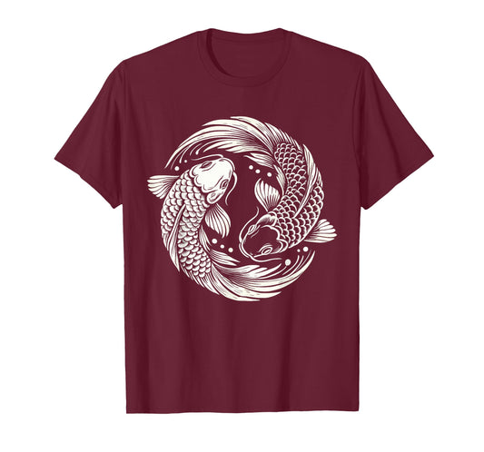 Retro Yin And Yang Japanese Koi Fish T-Shirt