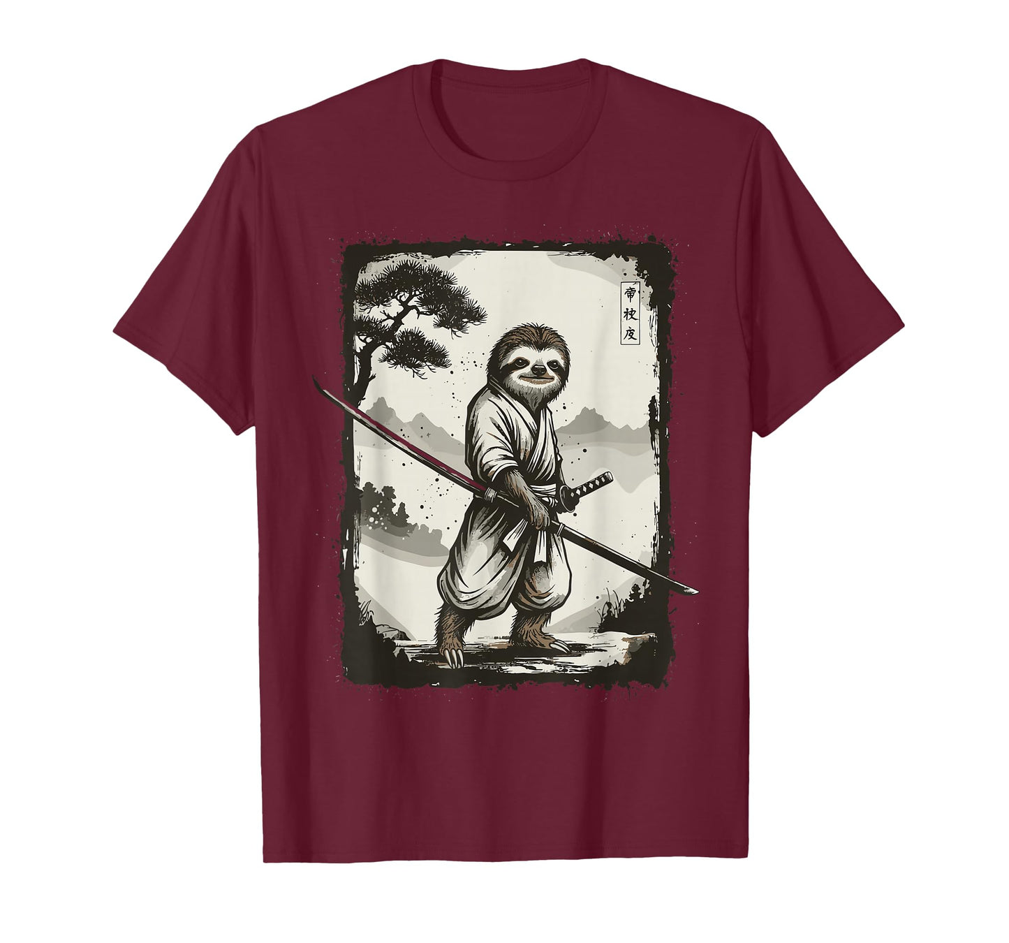 Samurai Sloth Japanese Shirts for Men Warrior Vintage T-Shirt