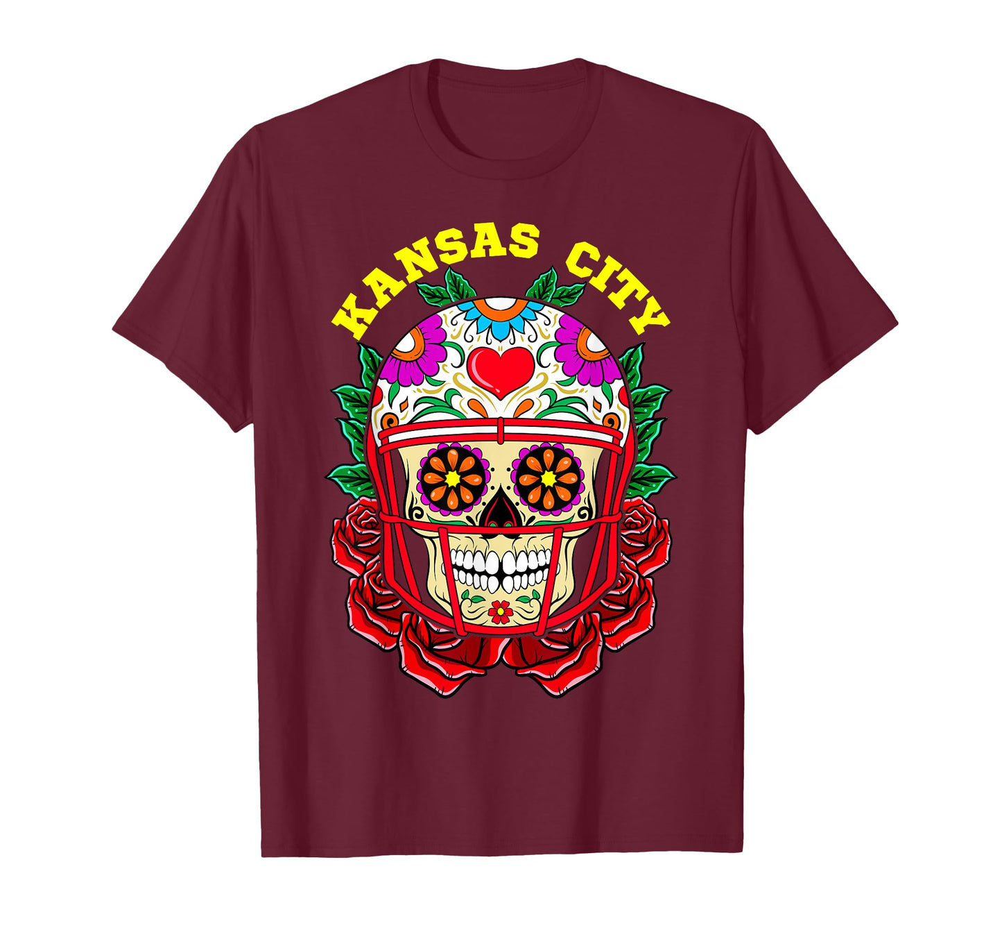 Kansas Day Sugar Skull Football Helmet Game Day Y'all T-Shirt