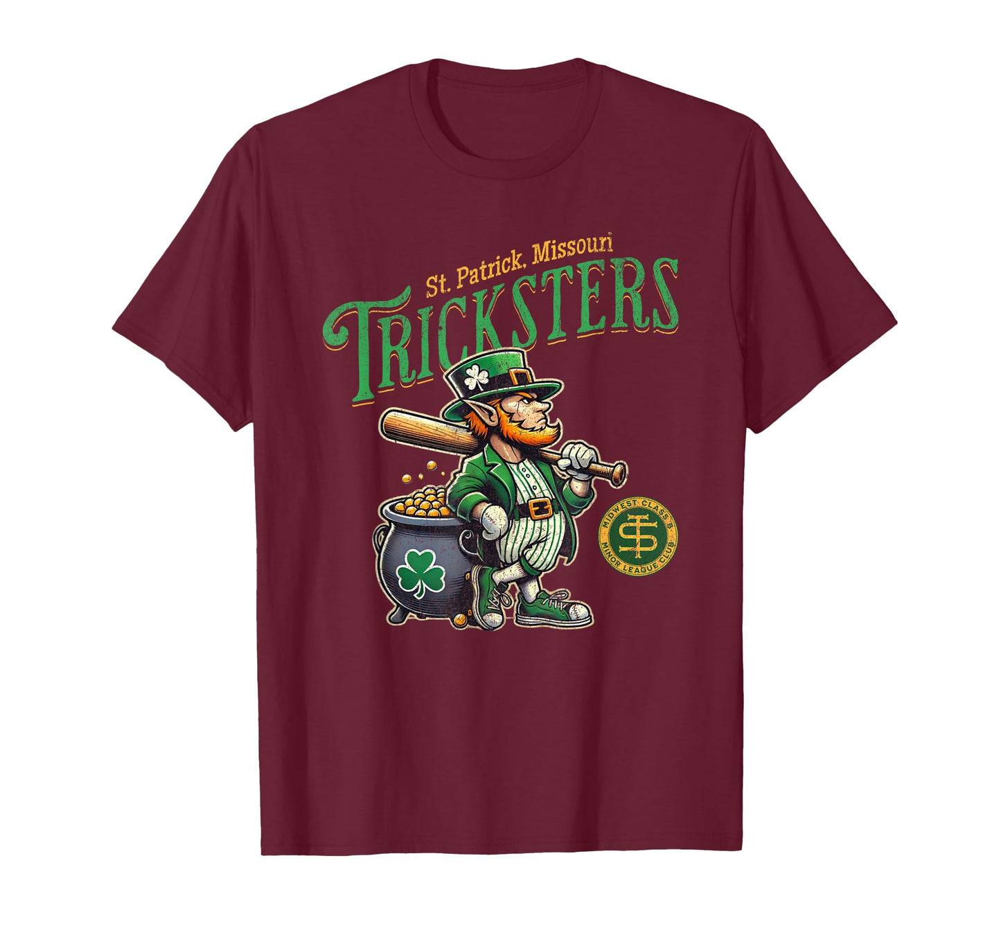 Retro Minor League Baseball Team Leprechaun Tricksters T-Shirt