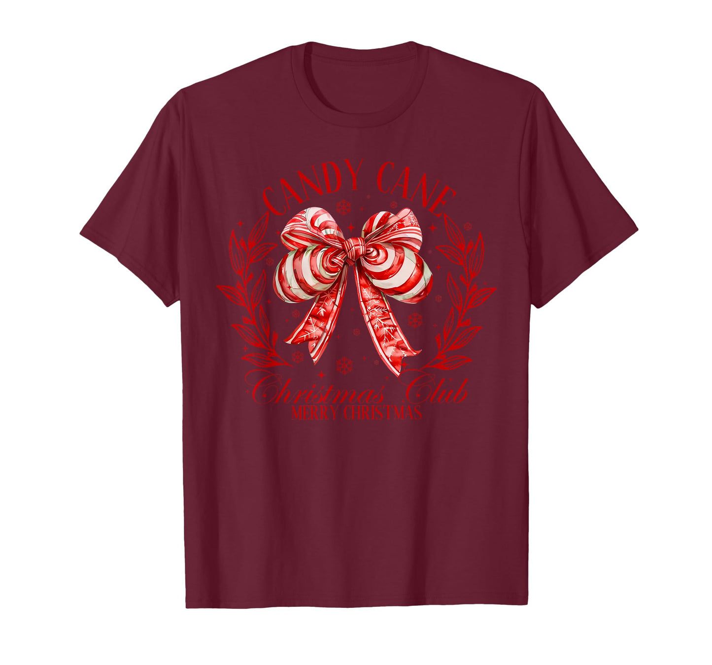 Cute Candy Cane Christmas Coquette Bow Candy Lovers Xmas T-Shirt