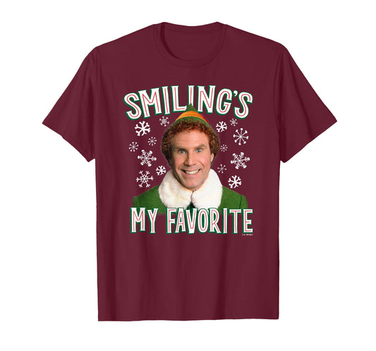 Elf Merry Christmas Smiling's My Favorite Holiday Portrait T-Shirt