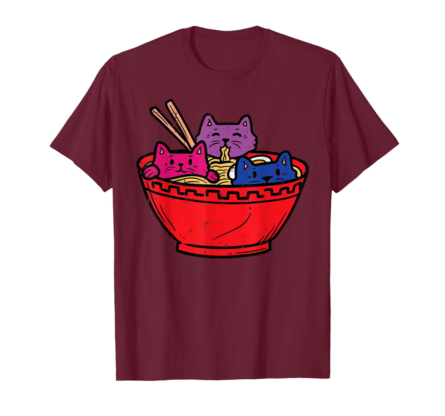 Cats in Ramen Anime Food LGBTQ Bisexual Flag Gay Pride Bi T-Shirt