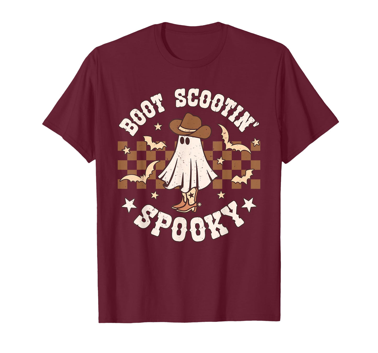 Boot Scootin Spooky Retro Groovy Western Halloween Ghost T-Shirt