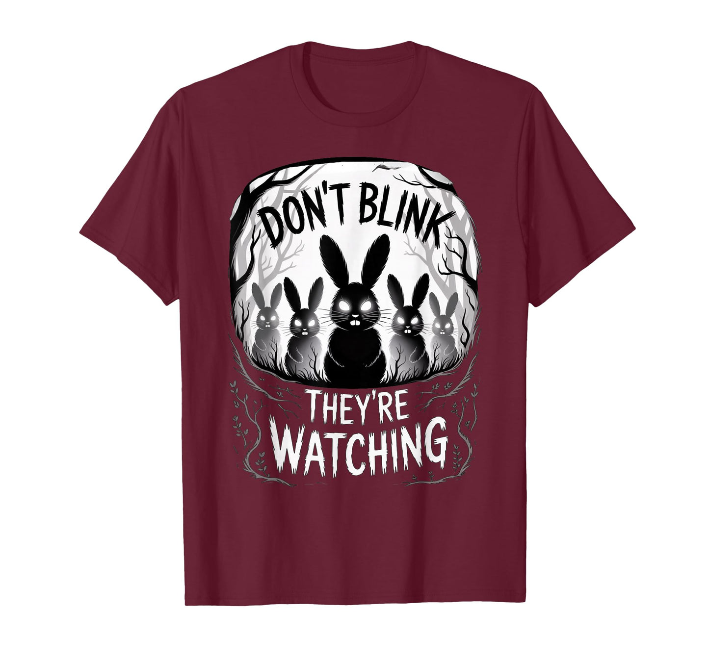 Bunny Horror Creepy Forest Watching Halloween Rabbit T-Shirt