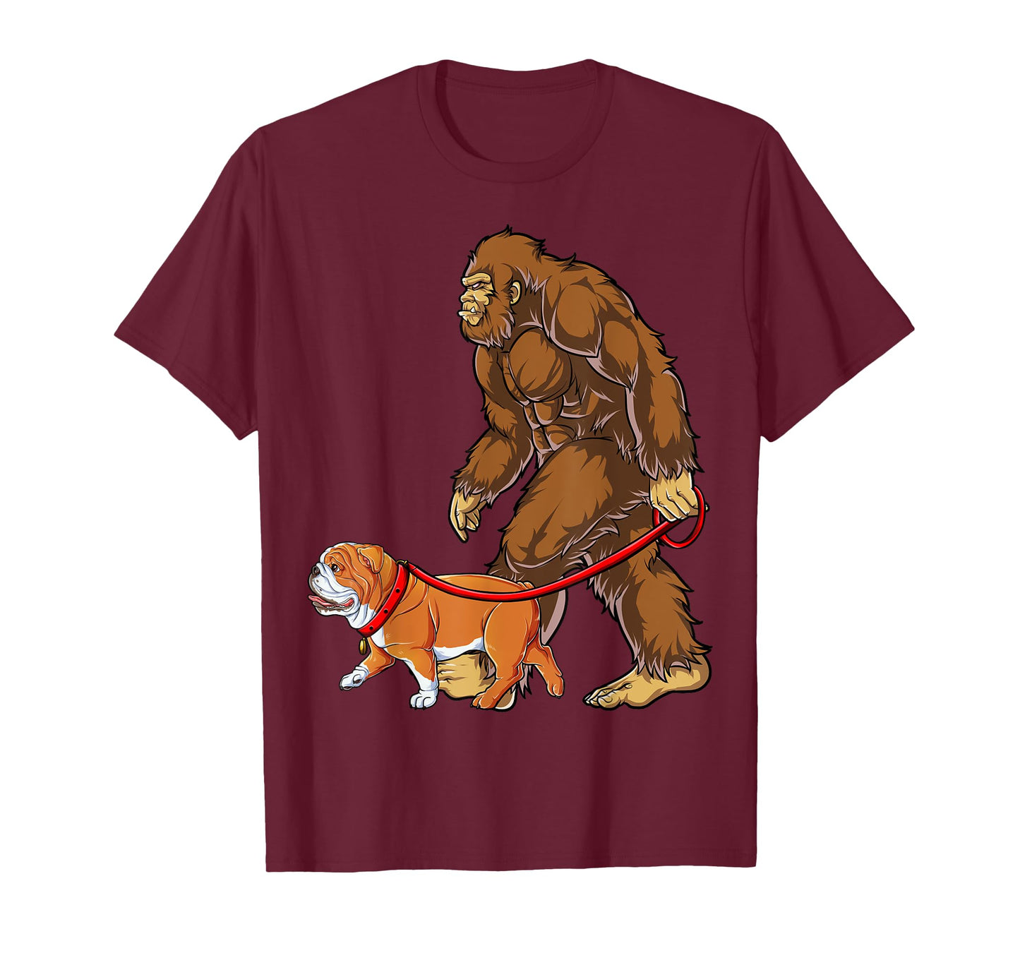 Bigfoot English Bulldog Dog Walk Funny Sasquatch Lovers Men T-Shirt