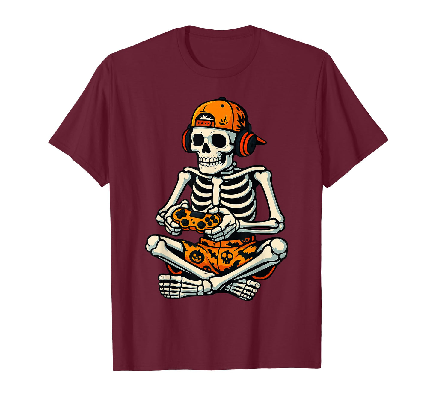 Skeleton Gamer Headphone Funny Halloween Gaming Boys Kids T-Shirt