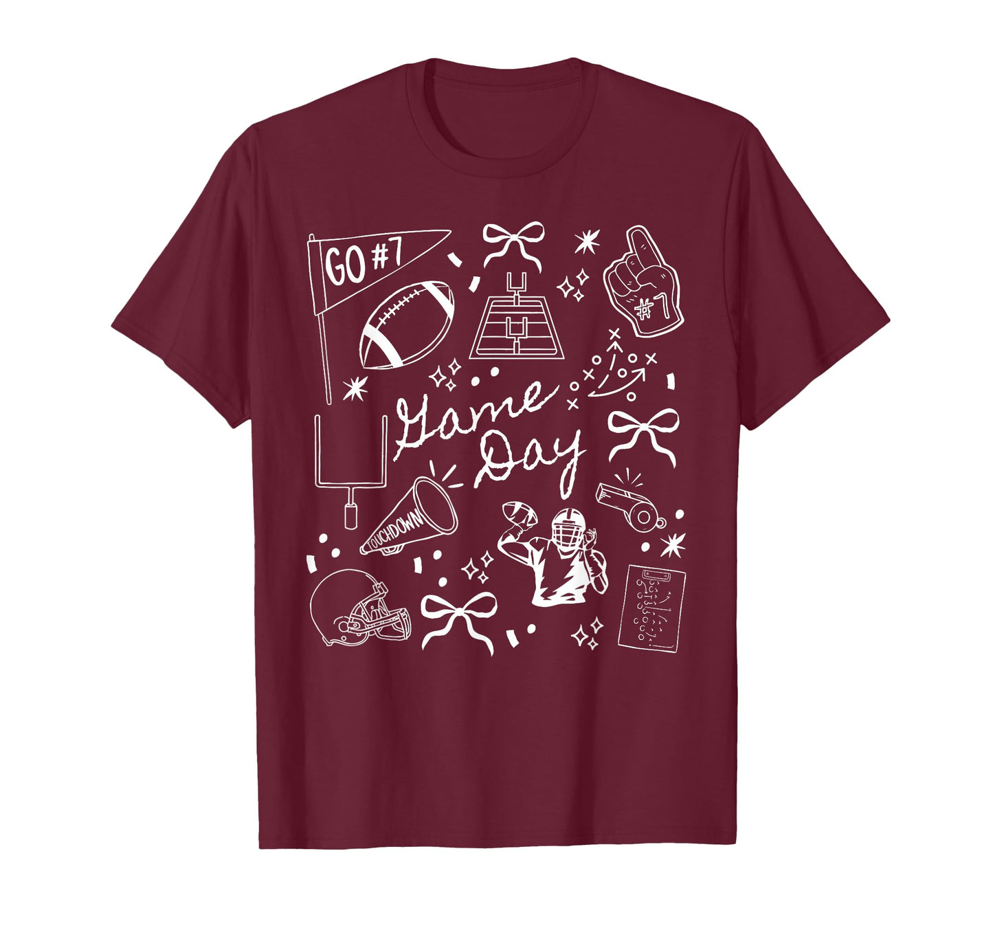 Touchdown Cheer American Football Game Day Coquette Bow T-Shirt
