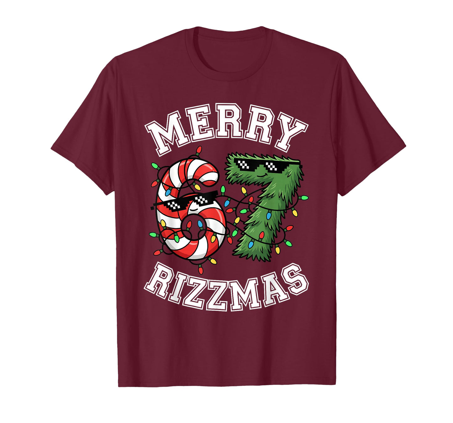 Merry Rizzmas 67 Candy Cane Tree Sunglasses Funny T-Shirt