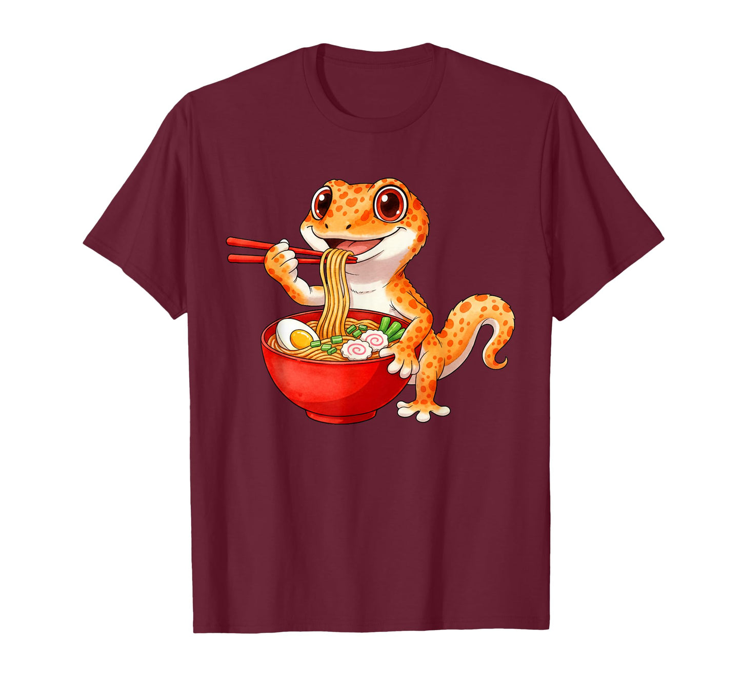 Funny Lizard Reptile Leopard Gecko Eating Ramen Japanese T-Shirt