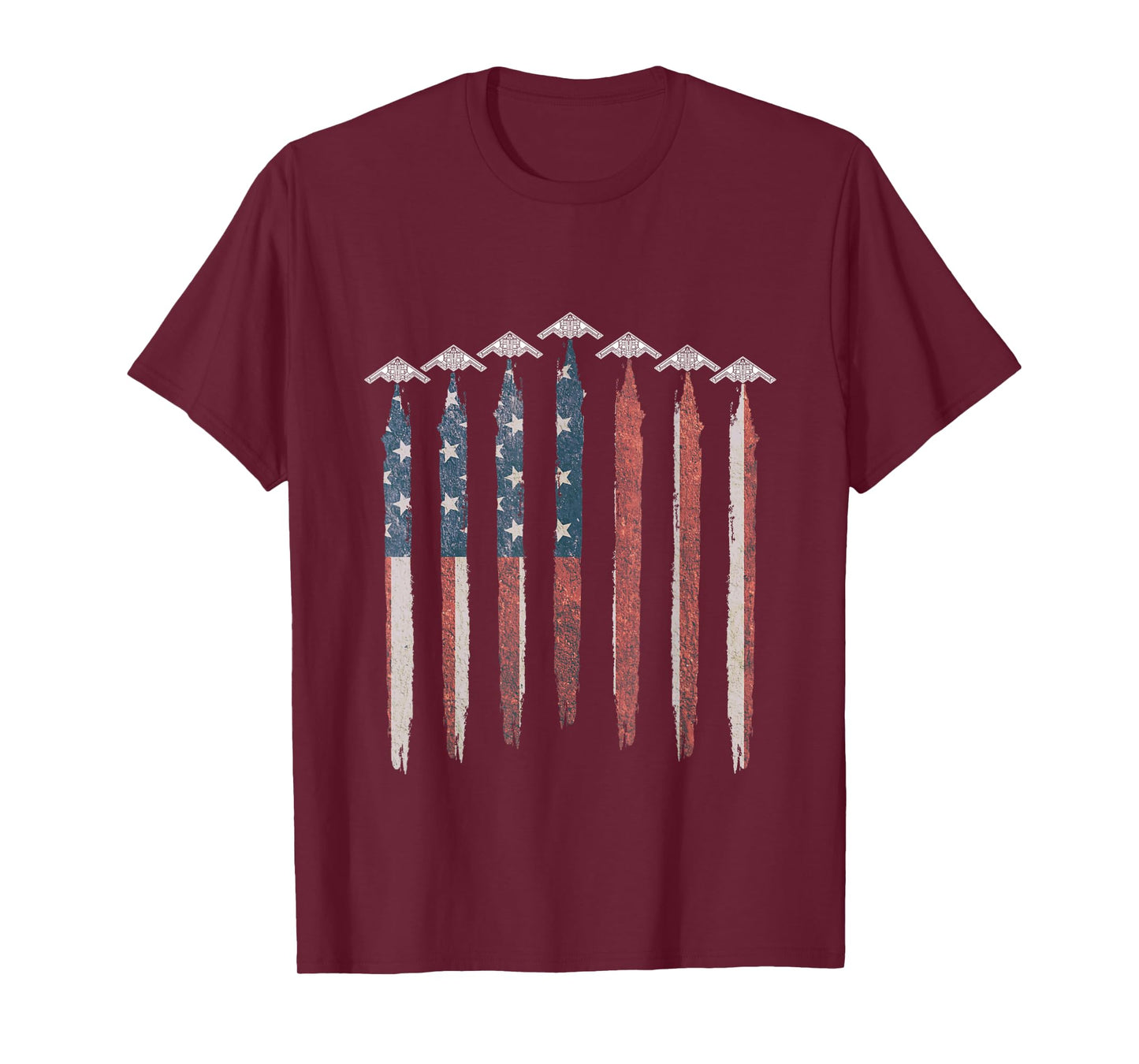B2 Stealth Bomber Airplane USA Flag B2 4th of July T-Shirt