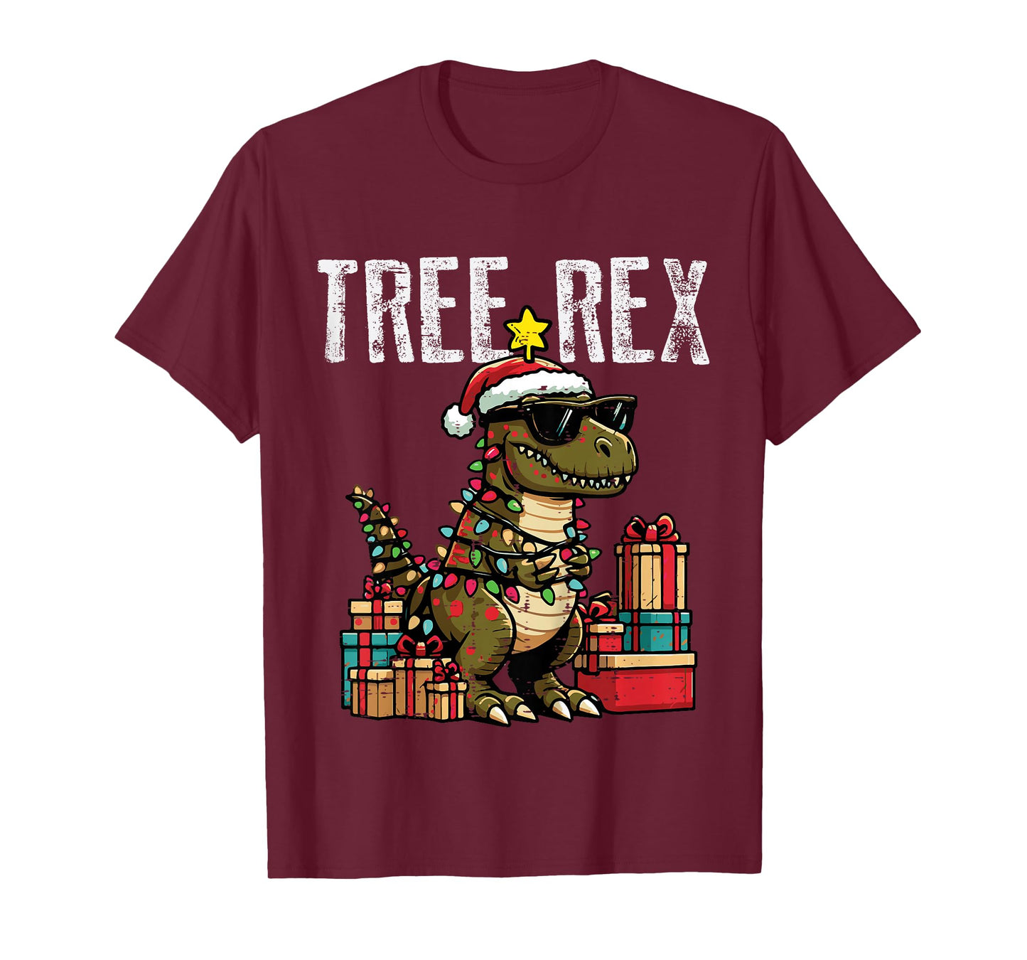 Kids Christmas Dinosaur Tree Rex Xmas Trex Toddler Boys Kid Youth T-Shirt