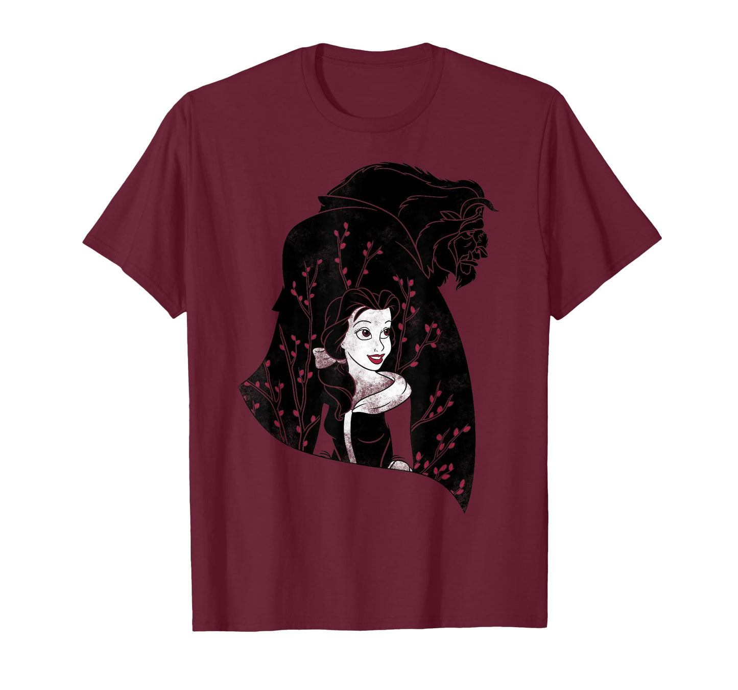 Disney Beauty And The Beast Floral Silhouette T-Shirt T-Shirt