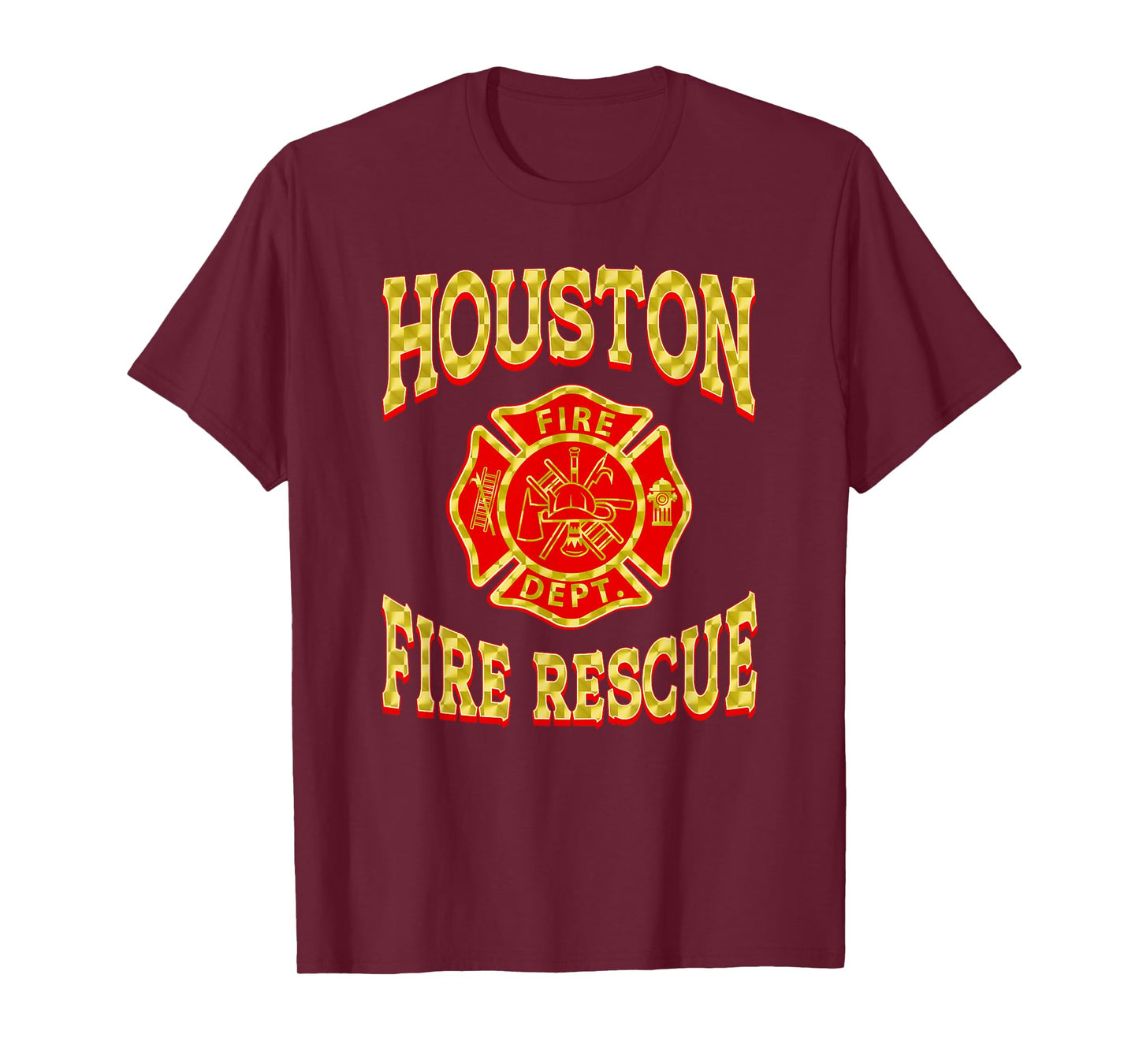 Retro Houston Fire Department Patch Flag Texas Firefighter T-Shirt