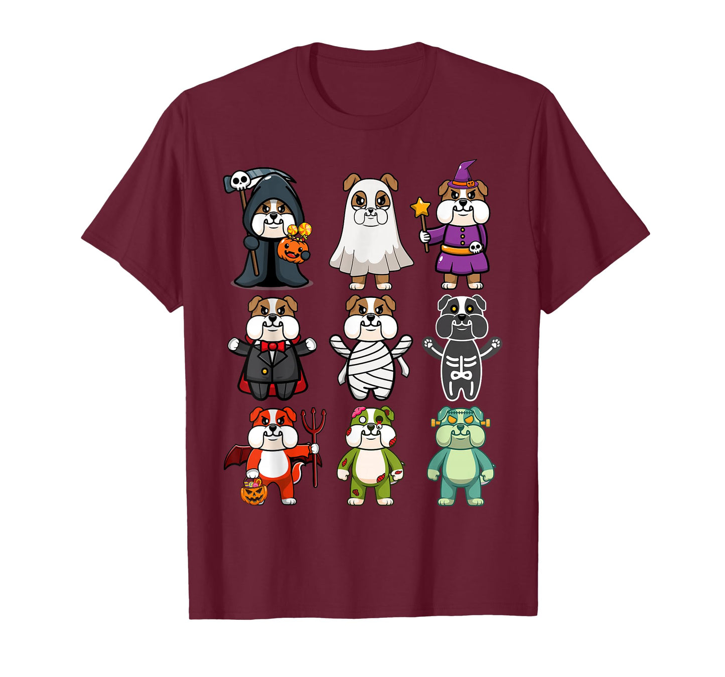 Bulldog Spooky Boo-Jee Horror Pumpkin Bulldog Halloween T-Shirt