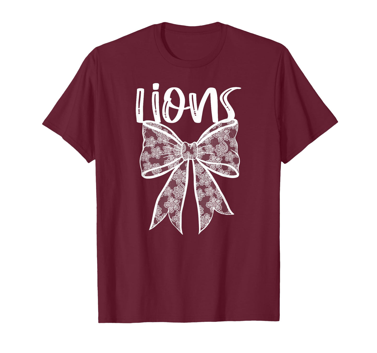 Lions Coquette Aesthetic Girly Team Mascot Lace Bow Preppy T-Shirt