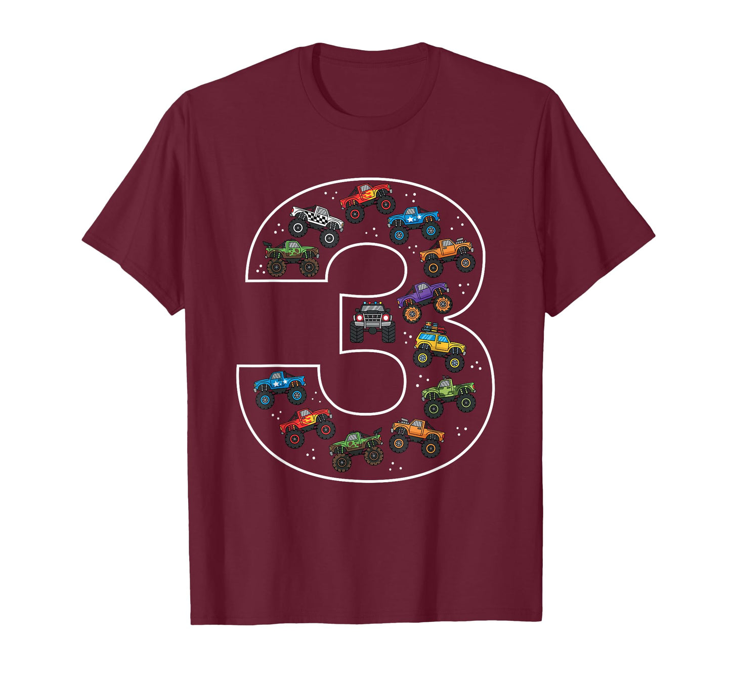 3rd Birthday 3 Year Old Car Boys Monster Truck T-Shirt