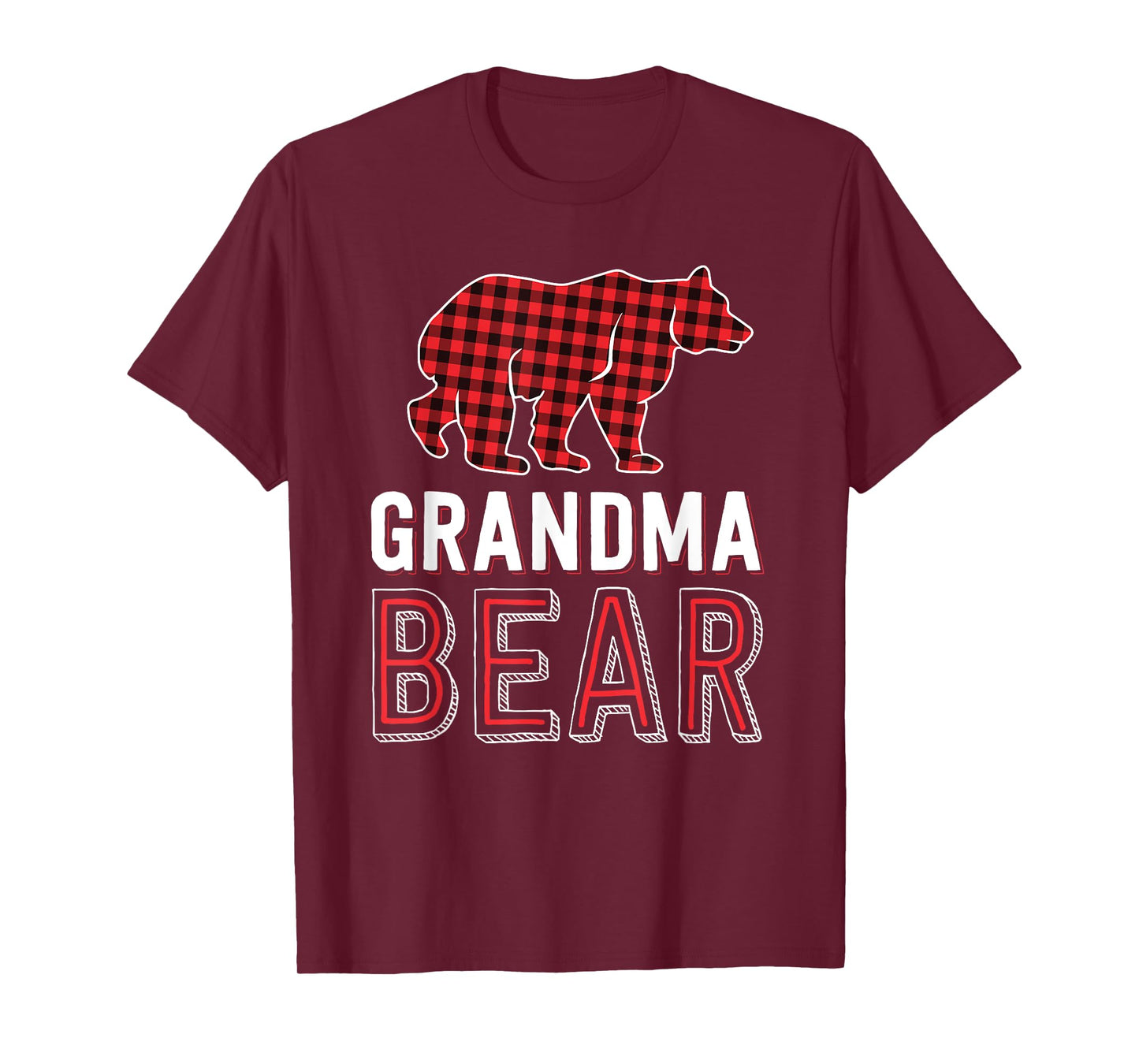 Grandma Bear Red Buffalo Plaid Matching Family Christmas T-Shirt