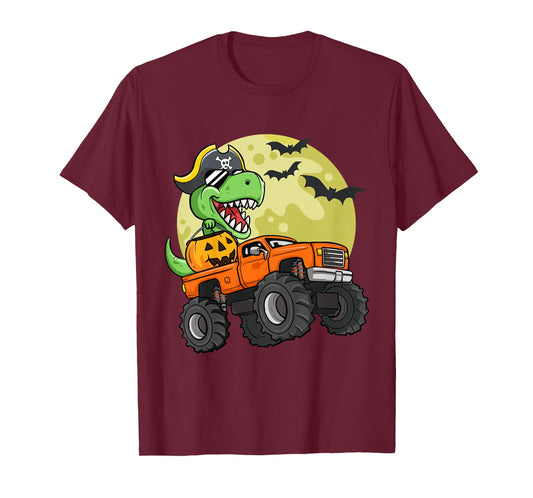 Kids Boys Halloween Monster Truck T-Rex Pirate Dinosaur Toddler T-Shirt
