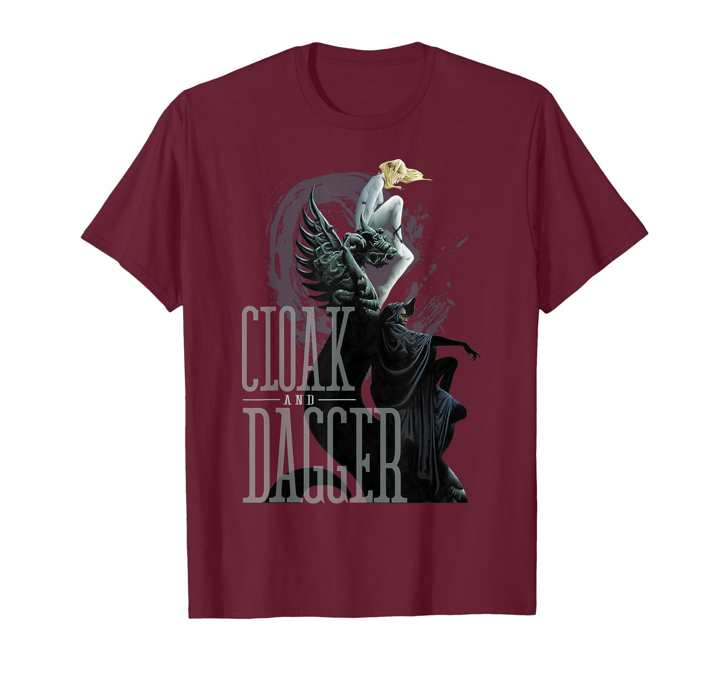 Marvel Cloak & Dagger Dragon Statue Graphic T-Shirt T-Shirt