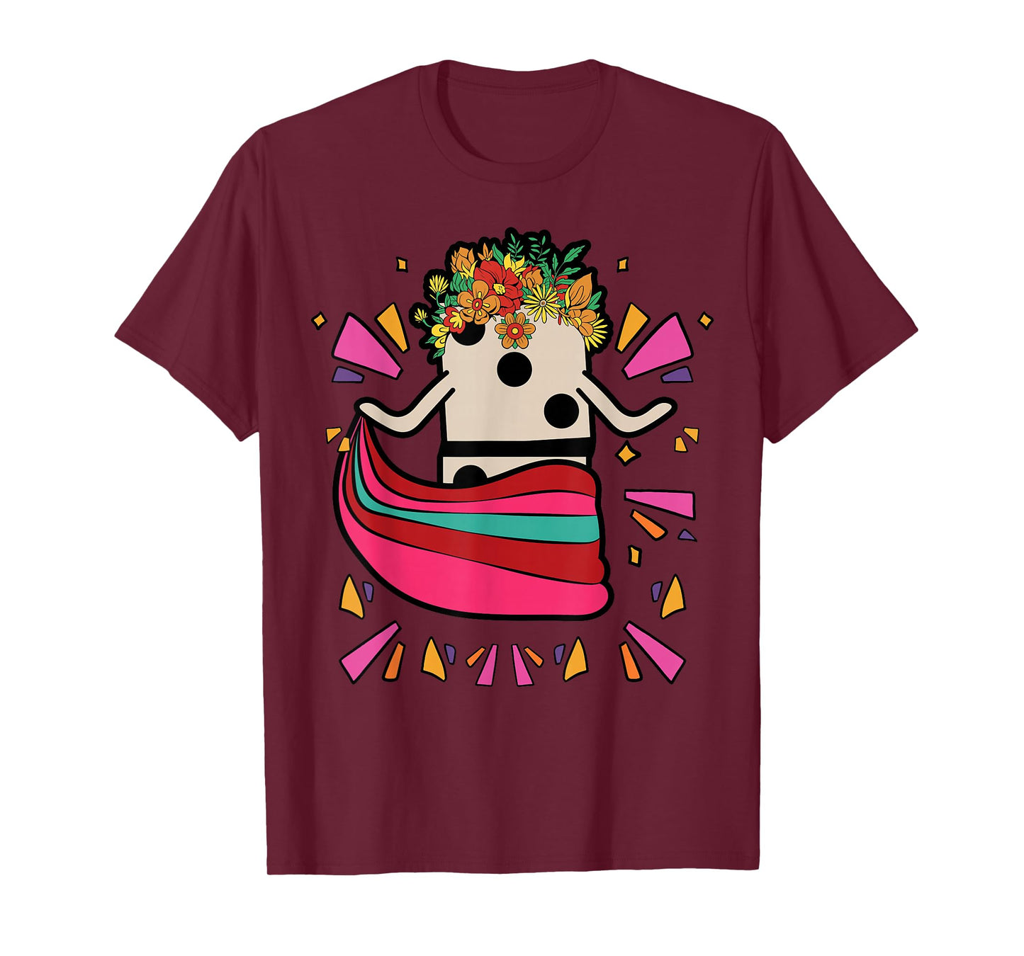 Dancing Mexican Train Domino Tile Flowers Funny T-Shirt